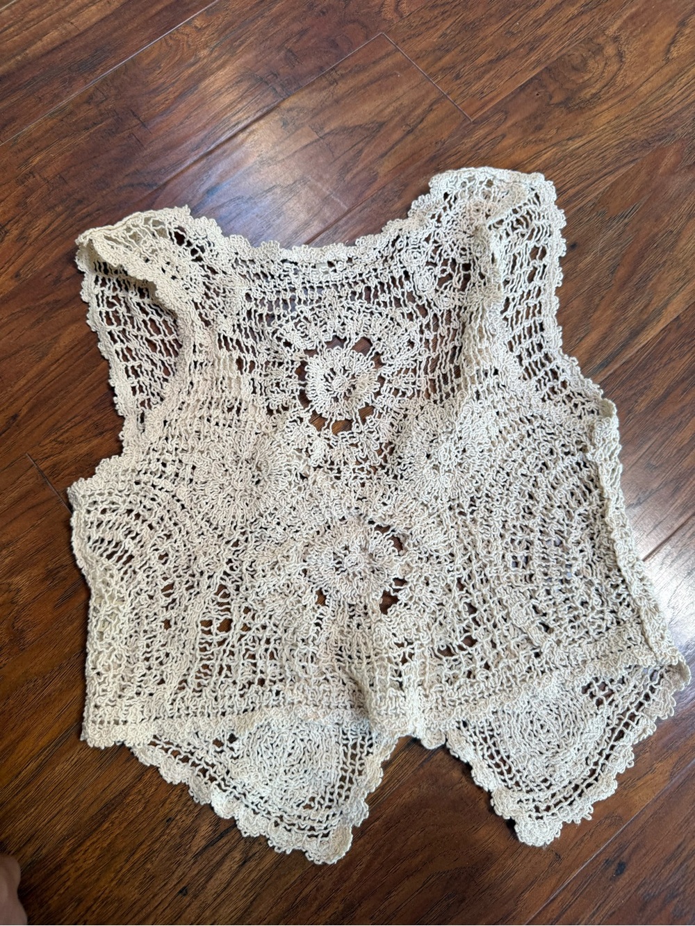 gimmicks by BKE Cream Crochet Button-Front Vest - Picture 4 of 4